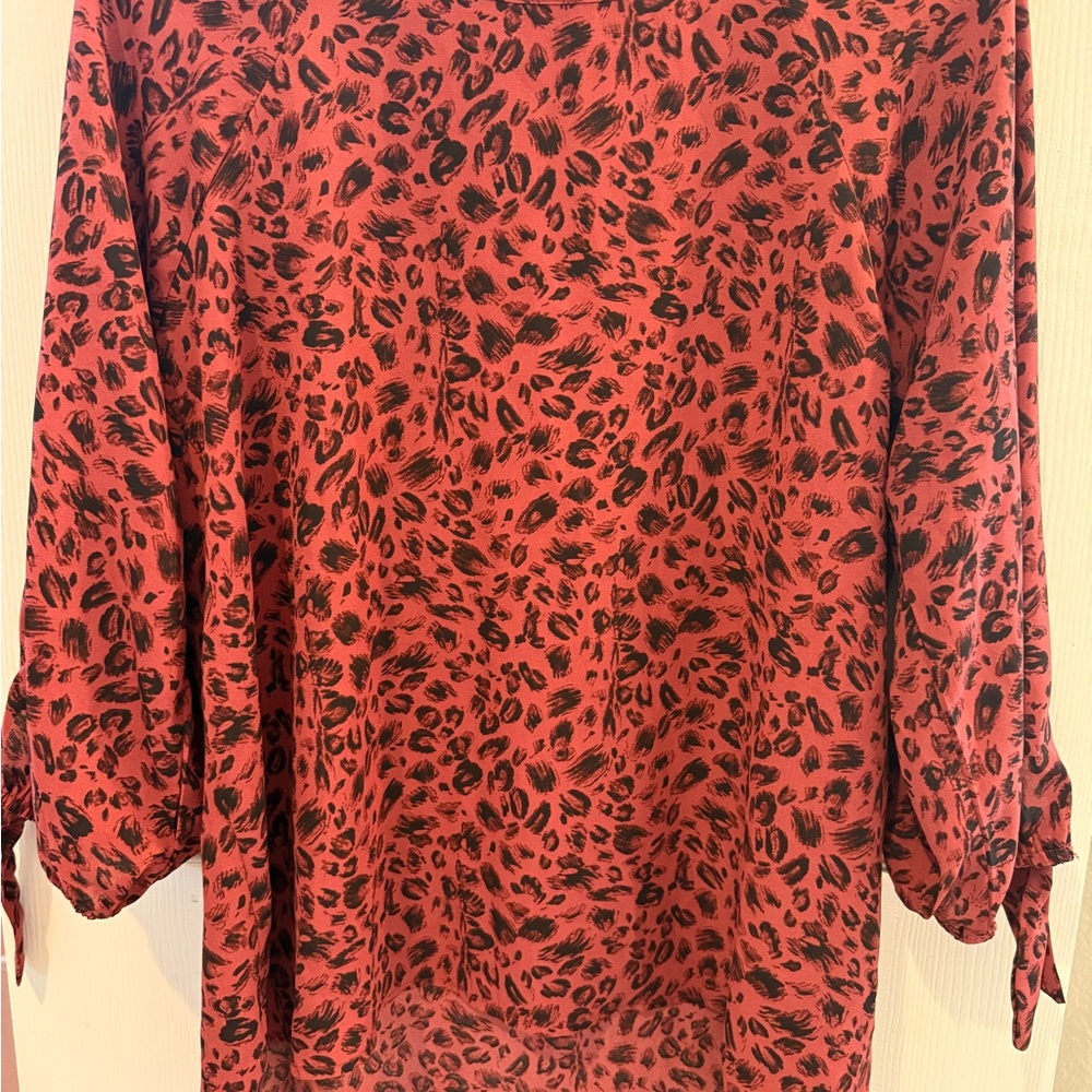 Mauve Leopard Print Women's 3/4 sleeve Top